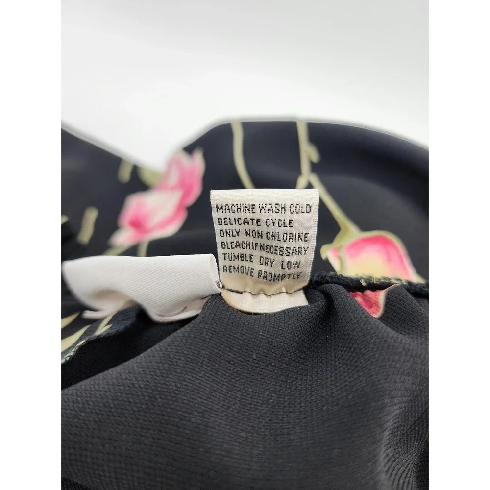 Alfred Dunner Vintage Floral Embroidered Cardigan Skirt Set Black Pink Rose L/18